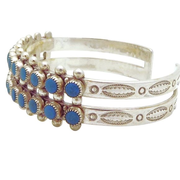 Vintage Sterling Silver Southwest Navajo/Zuni Snake Eye Turquoise Cuff Bracelet - Picture 11 of 11